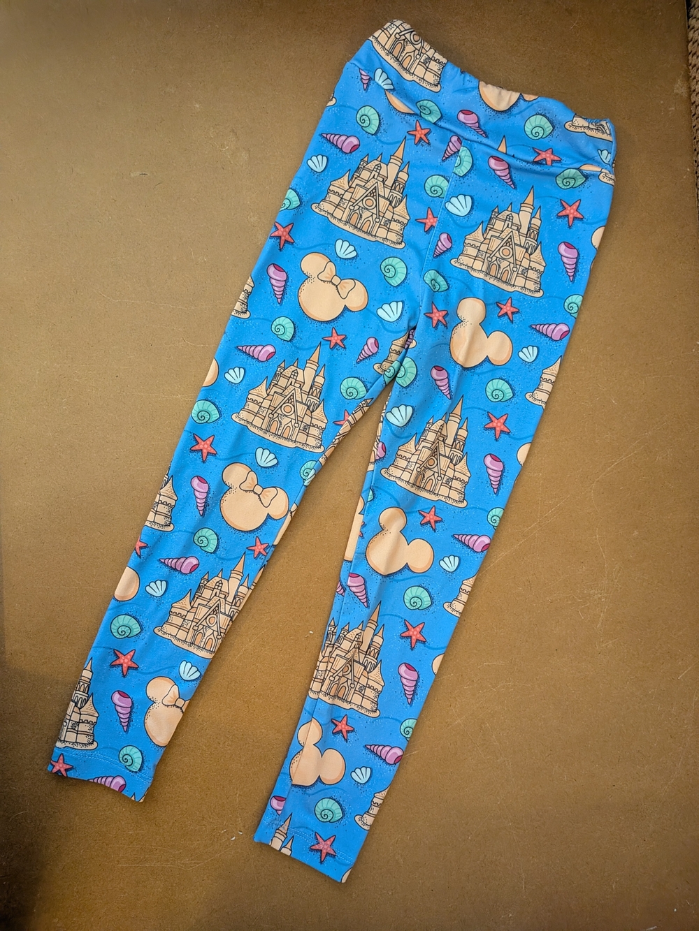 Ambrie Bright Blue Kids Leggings with Castle & Mouse Motifs